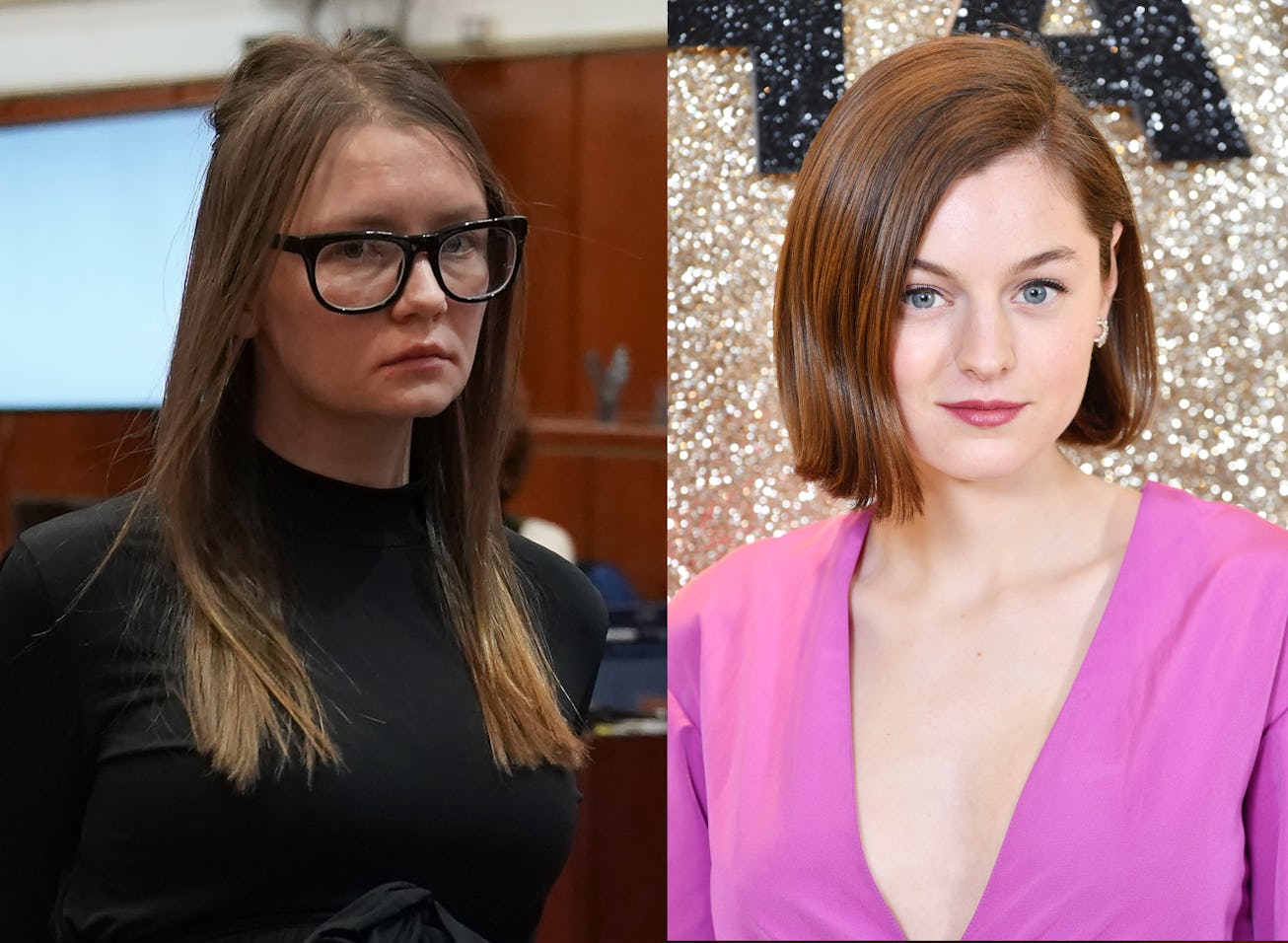 Anna Delvey and Emma Corrin