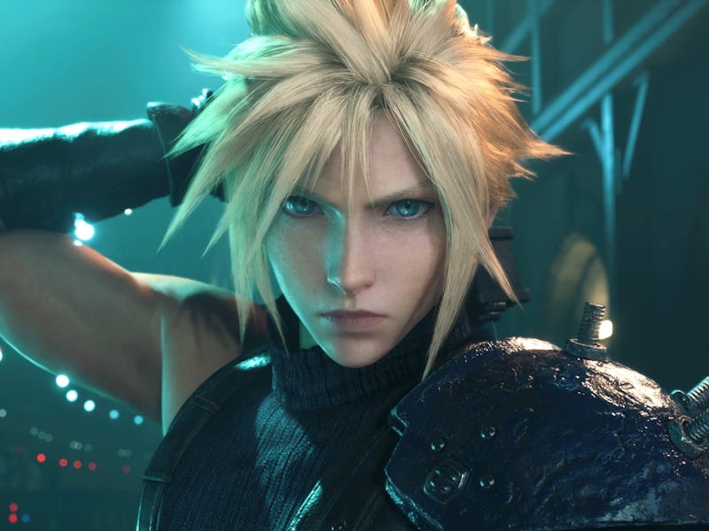 Cloud Strife grabbing his sword from his back