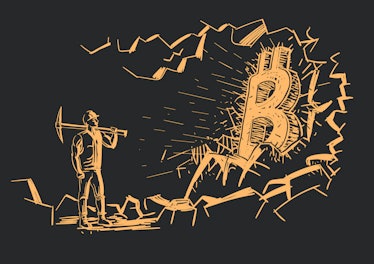 An illustration of bitcoin miners. They can take action to reduce their energy consumption on an ind...
