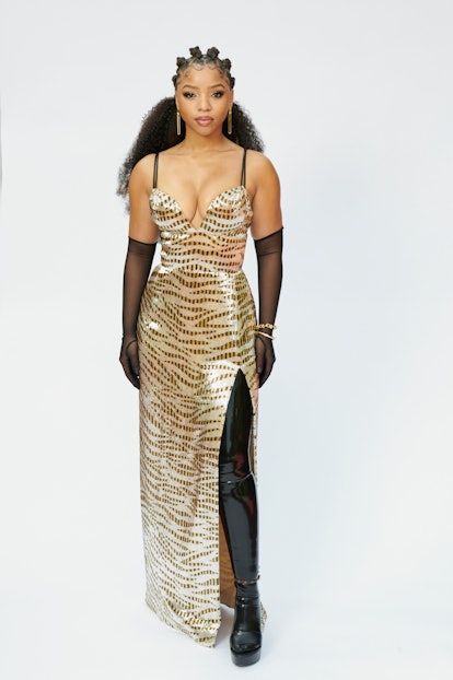 Chloe Bailey wearing Louis Vuitton for the 2021 Grammy Awards.