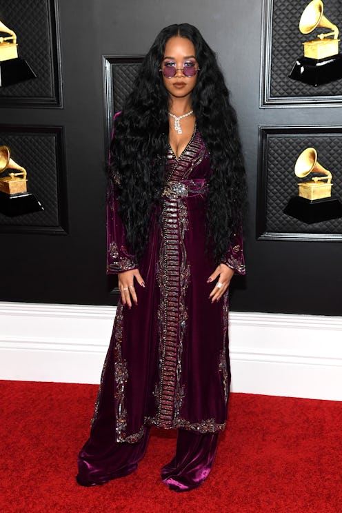 H.E.R. attends the 63rd Annual GRAMMY Awards at Los Angeles Convention Center on March 14, 2021 in L...