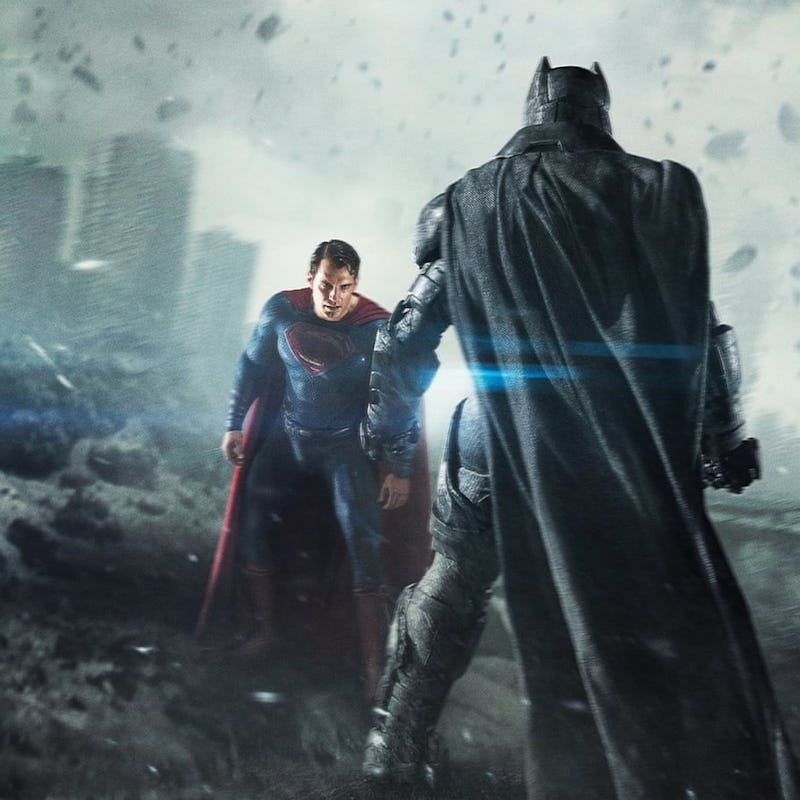 Batman and Superman facing each other before a fight in Dawn of Justice