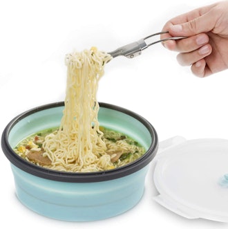 ColorCoral Collapsible Silicone Bowl and Foldable Stainless Steel Fork