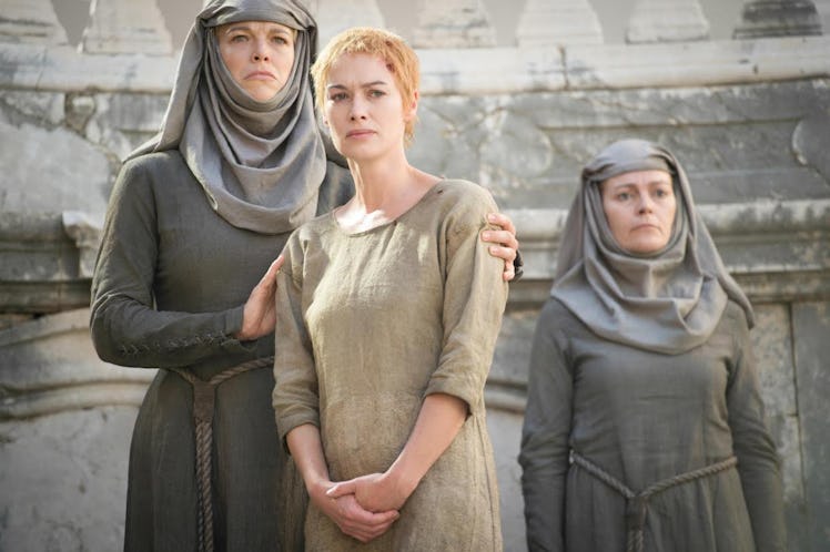 Hannah Waddingham as Septa Unella and Lena Headey as Cersei Lannister in Game of Thrones