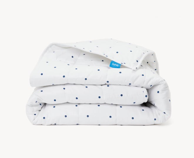 Cotton Weighted Blanket in Polka Dot Navy