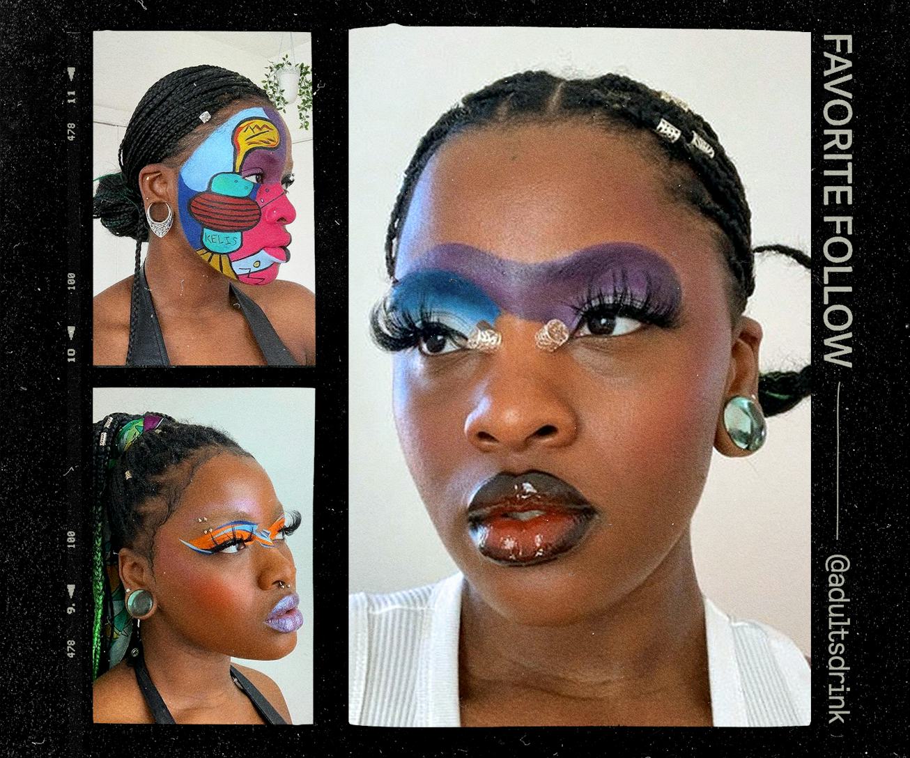 a grid of three images featuring instagram makeup artist adultsdrink