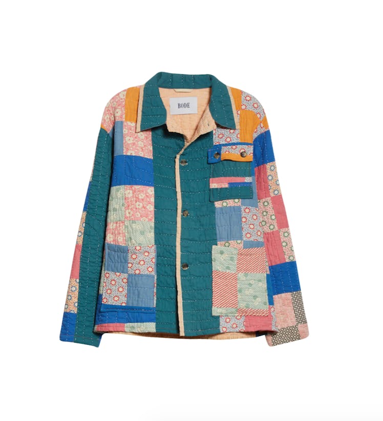 One of a Kind Reworked Quilt Floral Nine Patch Workwear Jacket