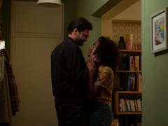 Tom Bateman as David Ferguson and Simona Brown as Louise Barnsley have a sex scene in Netflix's 'Beh...