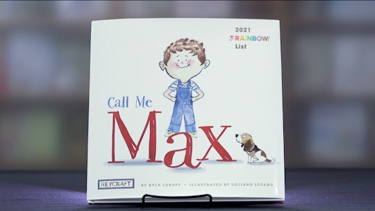 The cover of Kyle Lukoff's "Call Me Max" is seen sitting before a blurred background.