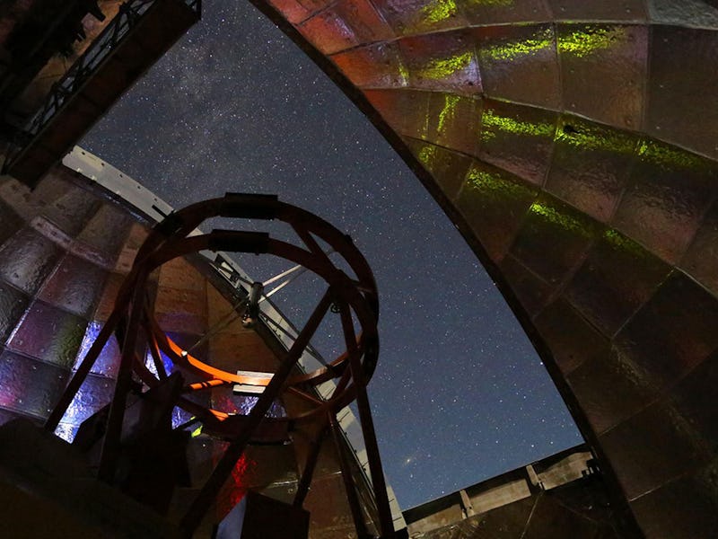 This photo shows the view from inside the dome of NASA’s Infrared Telescope Facility which will be u...