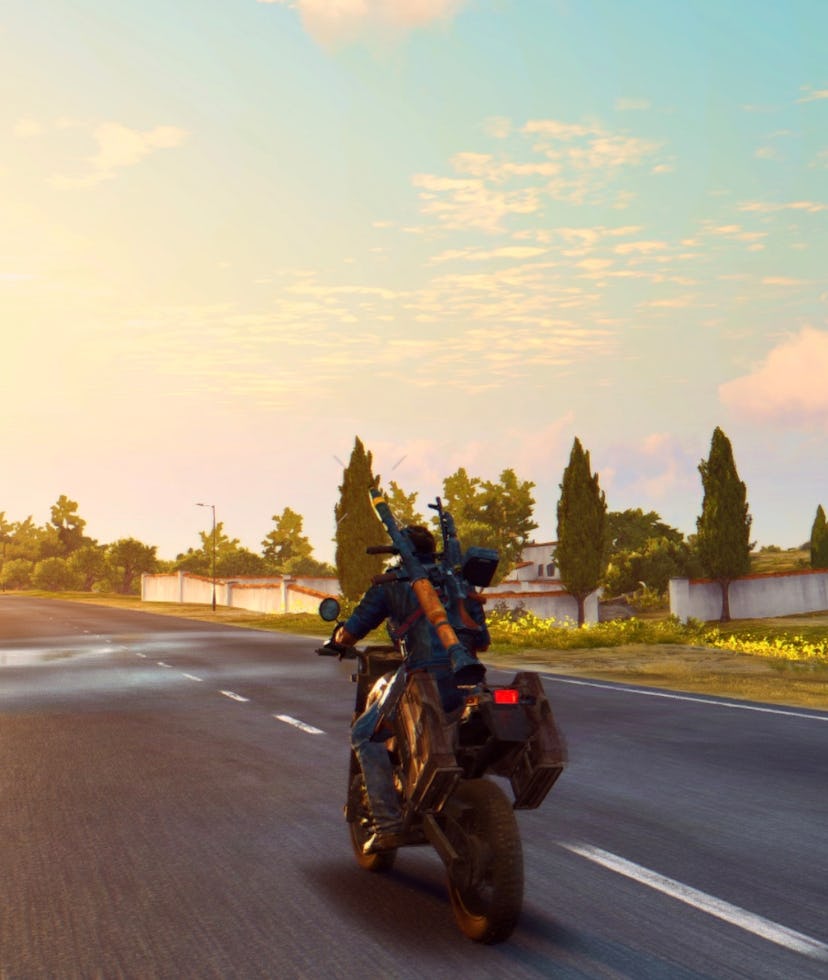 Just Cause 3 motorcycle sunset
