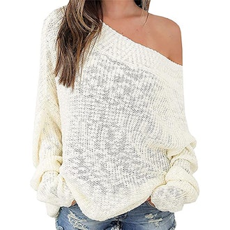  Exlura Oversized Off-The-Shoulder Sweater