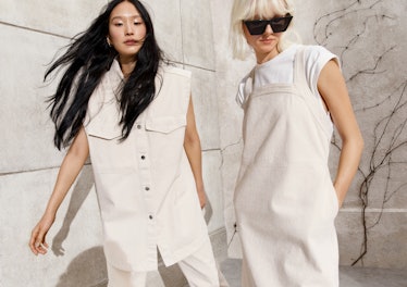 H&M's spring 2021 collection modeled by two women.