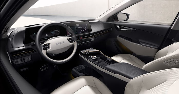 Interior view of Kia's newly unveiled EV6 electric car.