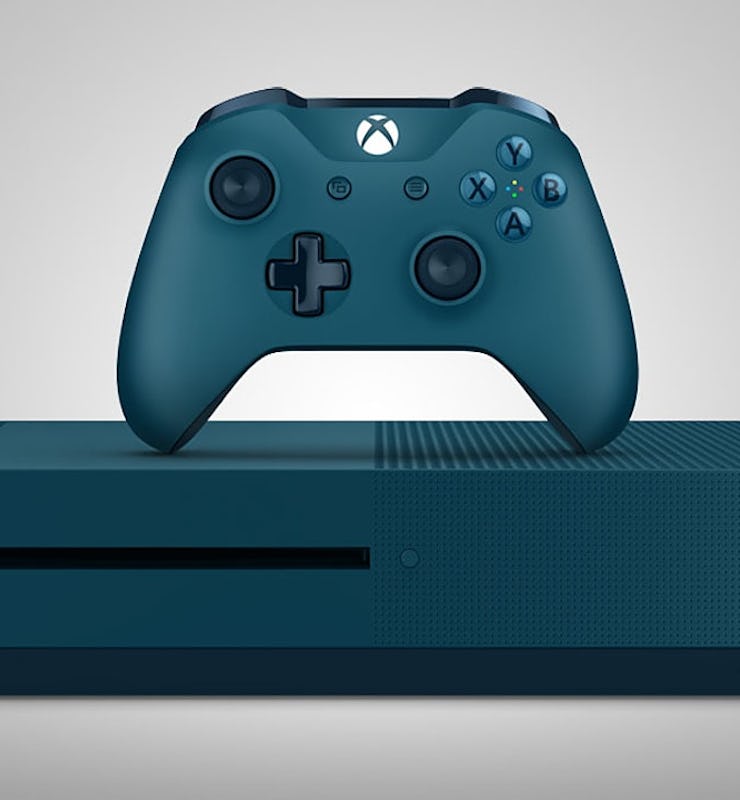 deep blue color xbox one controller and console