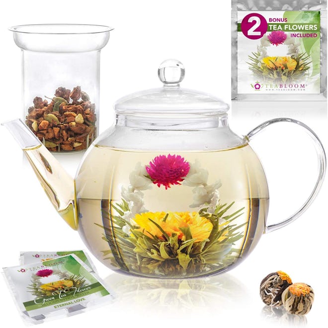 Teabloom Stovetop & Microwave Safe Glass Teapot