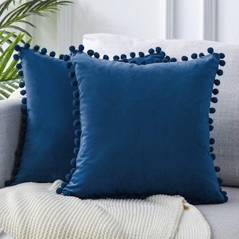 Top Finel Decorative Throw Pillow Covers with Pom Poms (Set of 2)