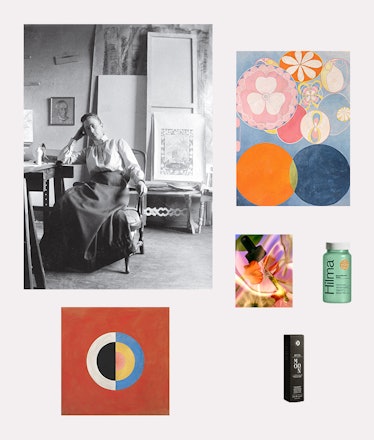 Clockwise from top left: Hilma af Klint in her studio; Klint’s "Group IV, No. 2. The Ten Largest, Ch...