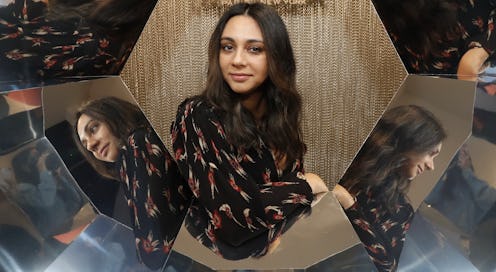 Parizaad Khan Sethi in a black floral top who uses unsexy skin care products