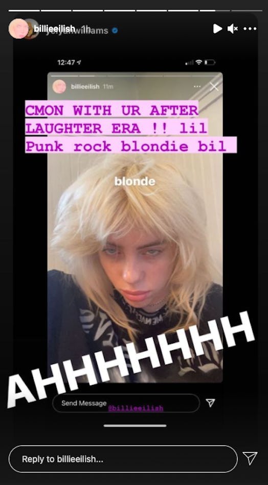 Friends react to Billie Eilish's new blonde hair.