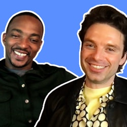 Sebastian Stan And Anthony Mackie during their IRL friendship test