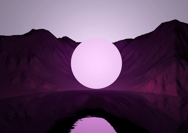 stylized digital sphere against a purple background