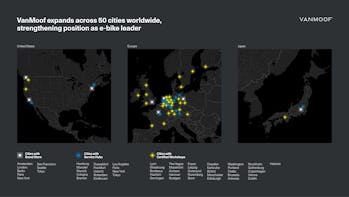 Maps of e-bike maker VanMoof's operations.