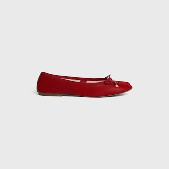 Ballerina Flats With Laces In Lambskin Red