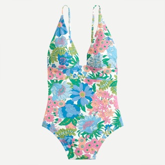 Eco Plunge V-Neck One-Piece in Fairy Floral