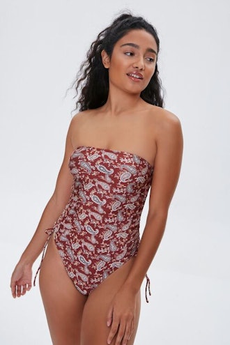 Paisley Strapless One-Piece Swimsuit
