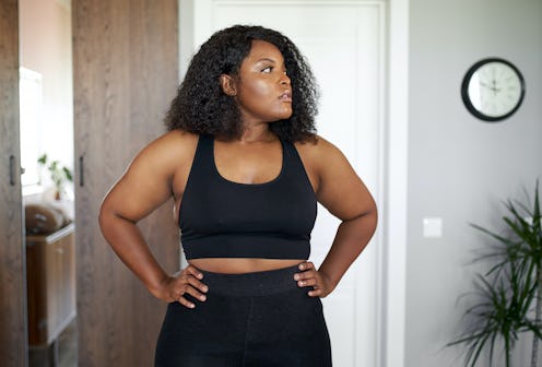 Woman standing ready to do exercise and stretches