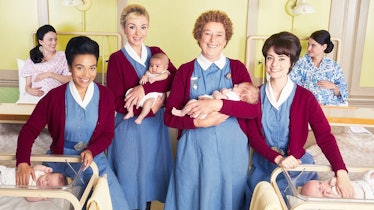 Leonie Elliott, Helen George, Linda Bassett, and Jennifer Kirby in Call The Midwife Season 9