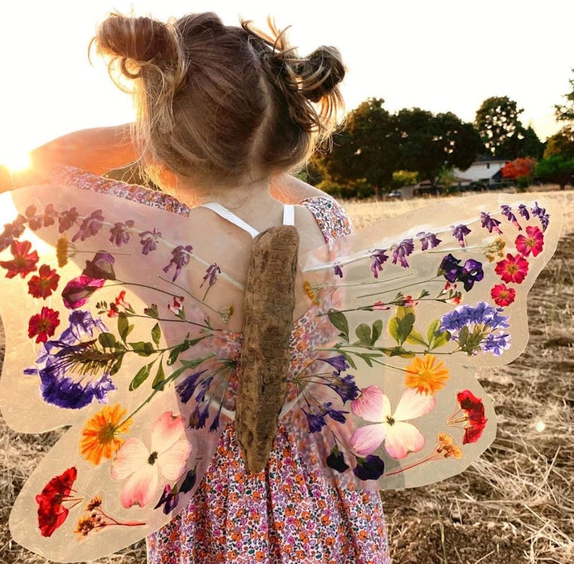 fairy wings made with pressed flowers