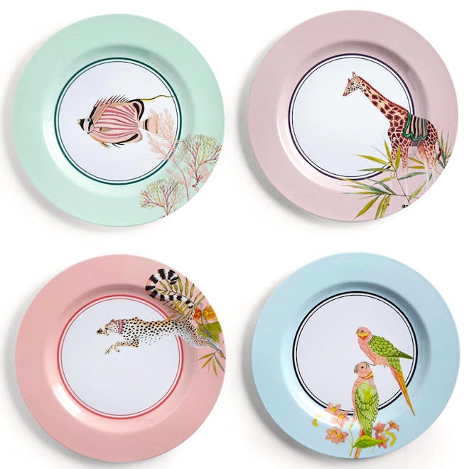 Set Of 4 Safari Picnic Dinner Plates