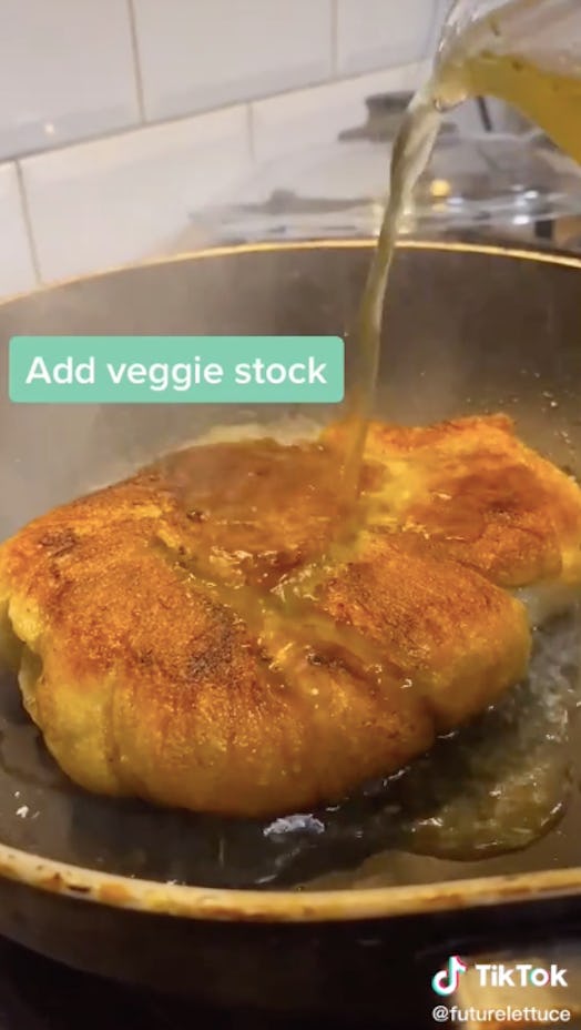 two-ingredient tiktok vegan chicken in pan