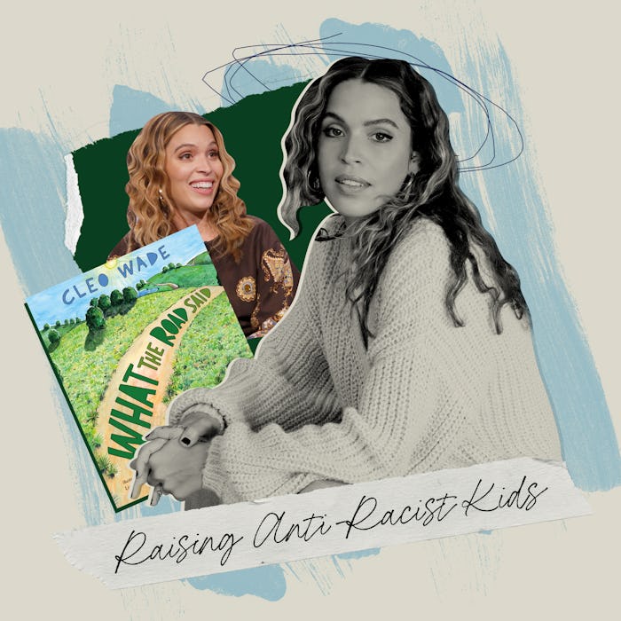 A collage featuring two photos of Cleo Wade and the cover of her book, What The Road Said, along wit...