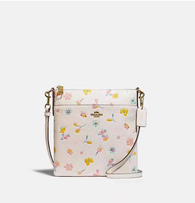 Kitt Leather Crossbody With Watercolor Floral Print