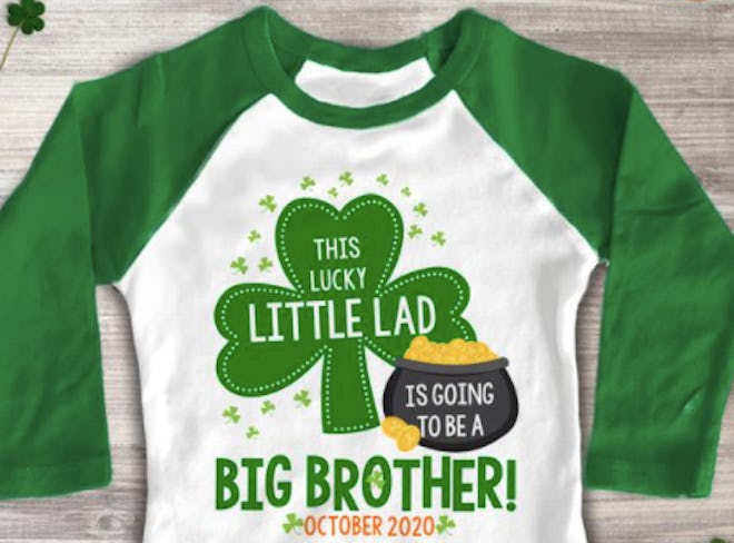 This  St. Patrick's Day Big Brother T-shirt makes a great St. Patrick's Day pregnancy announcement