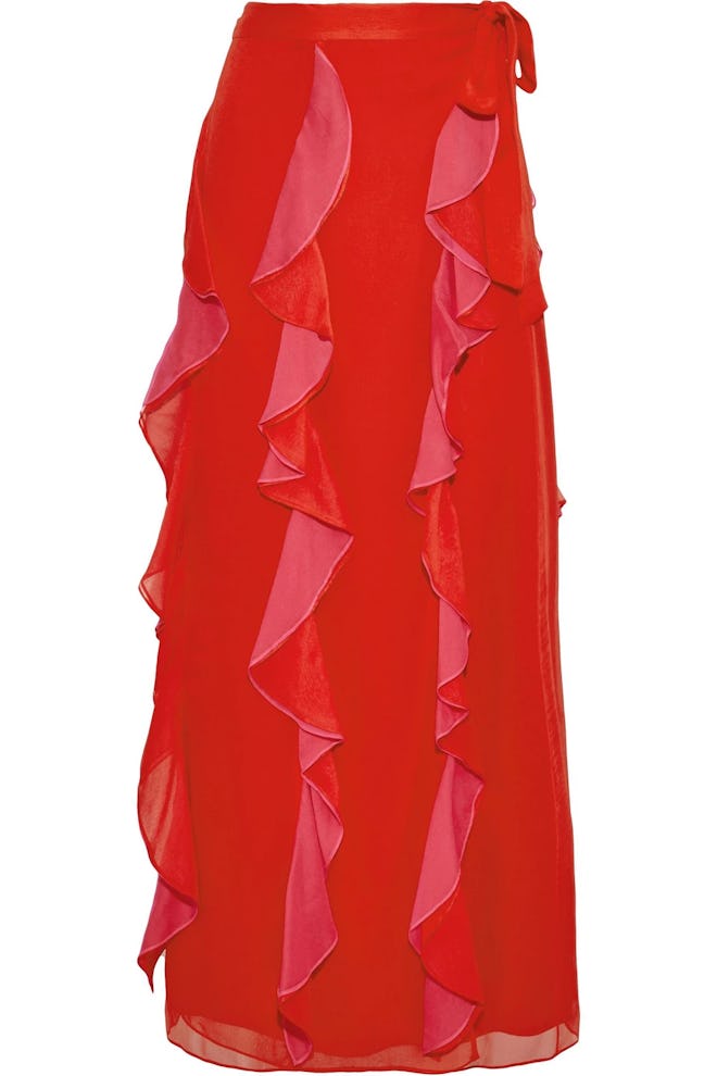 Salona Ruffled Silk Wrap Skirt