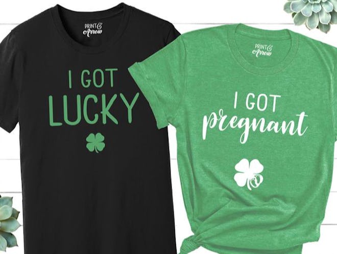 I Got Lucky, I Got Pregnant shirts make great St. Patrick's Day pregnancy announcements