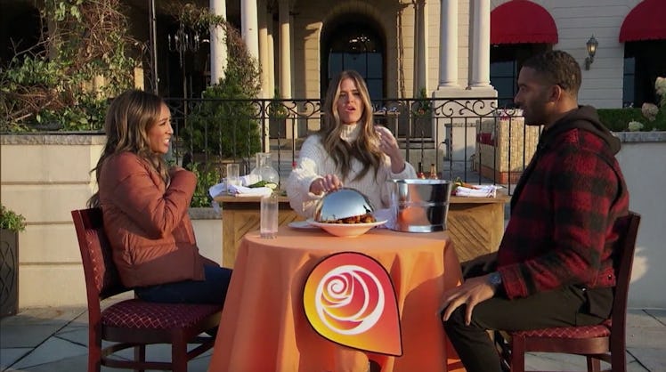 Tayshia Adams, Jojo Fletcher, and Matt James in The Bachelor.