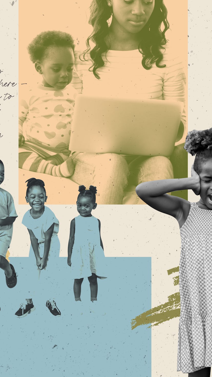 A collage with a tween girl screaming while covering her ears