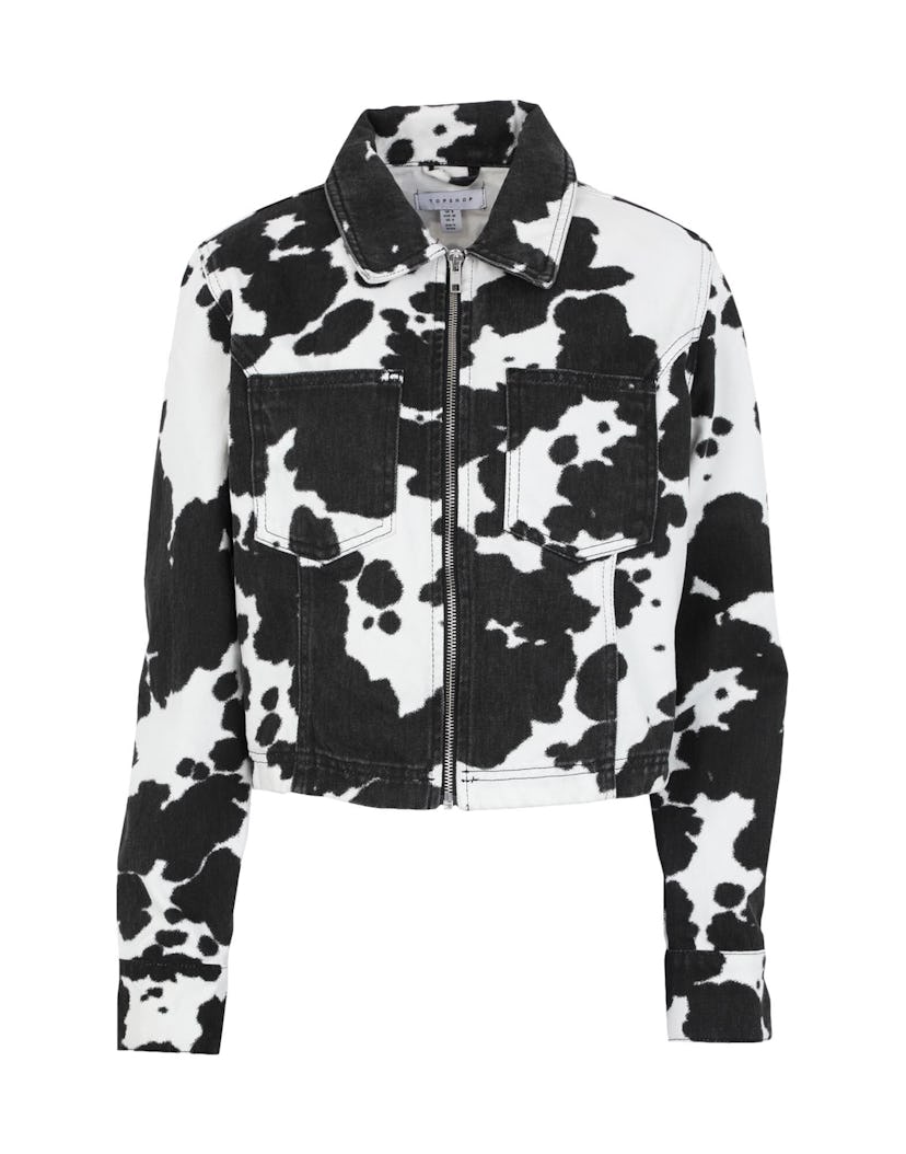 CONSIDERED COW PRINT DENIM JACKET