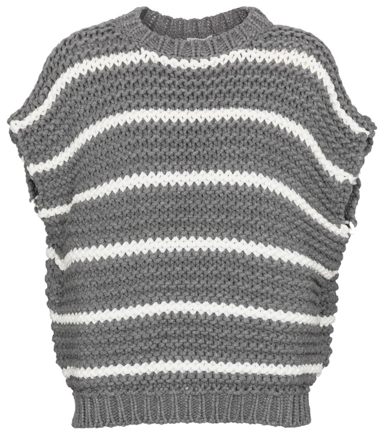 Striped Cotton-Blend Sweater Vest