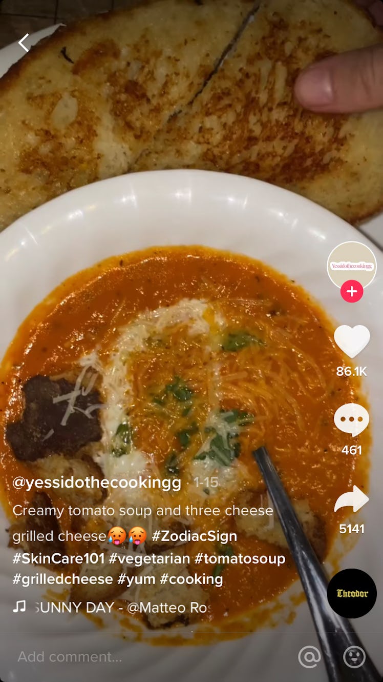 TikToker @yessidothecookingg shares a viral tomato soup recipe.