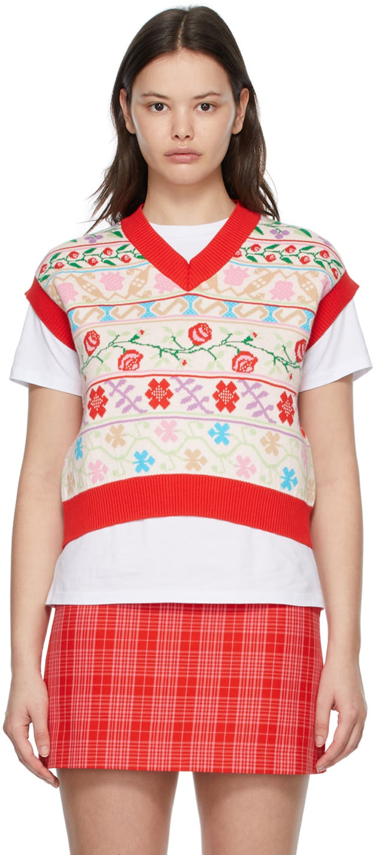 Multicolor Floral Sweater Vest