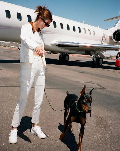 Kendall Jenner with her dog.