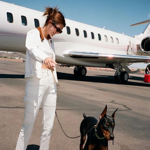 Kendall Jenner with her dog.