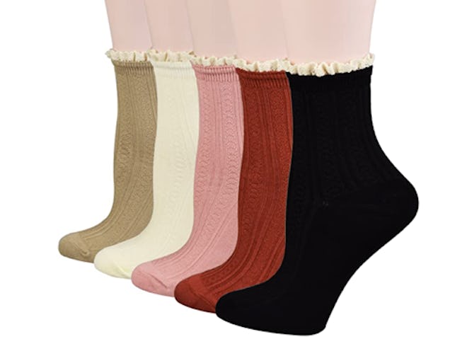 Fitu Ruffle Trim Ankle Socks (5-Pack)