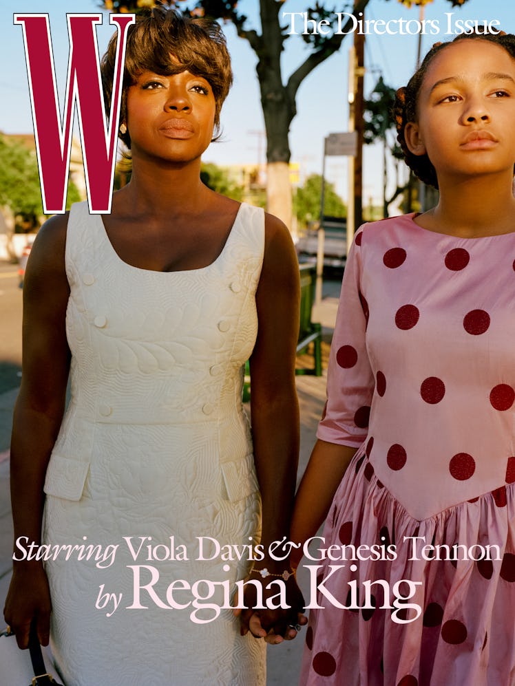 Viola Davis and her daughter Genesis Tennon holding hands on the cover of W magazine